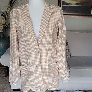 Madewell Women's Linen In Gingham Check Blazer Size XS